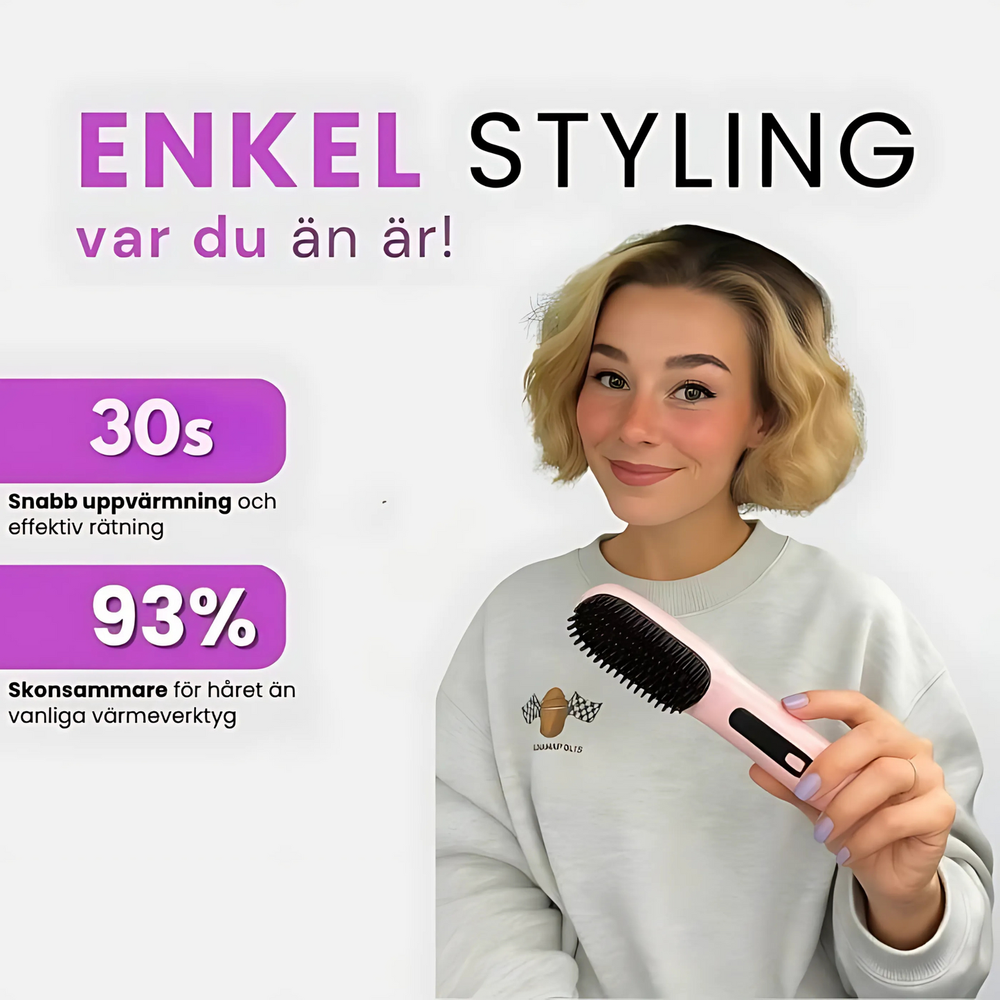 GLOWERA Bärbar Stylingborste | Locka, Torka & Platta